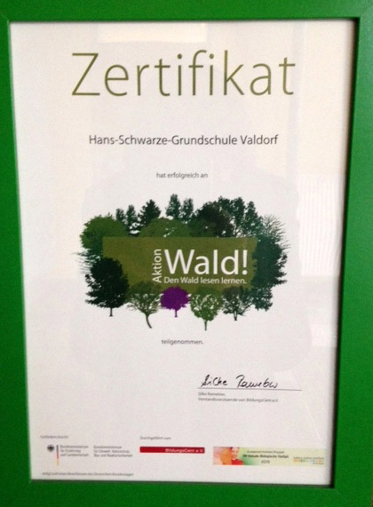 Zertifikat Aktion Wald 2016